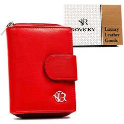 Kleine Damen Geldbörse aus Leder mit Druckknopf in Rot – Rovicky
