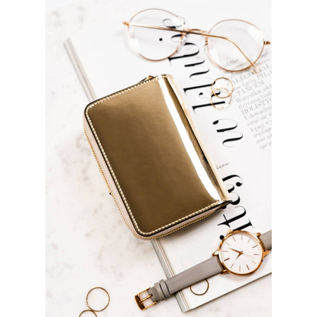 Elegante, kleine Damen Geldbörse in Gold aus echtem Leder – Peterson