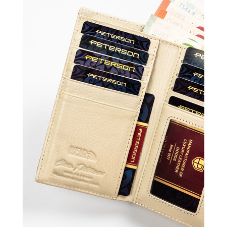 Damen Geldbörse mit Bügel- und Druckknopfverschluss aus echtem Leder mit Schlangenprägung – Peterson