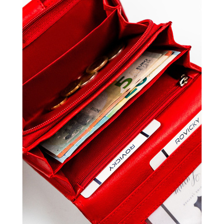 Rote Damen Geldbörse aus Leder mit RFID-Schutz – Rovicky
