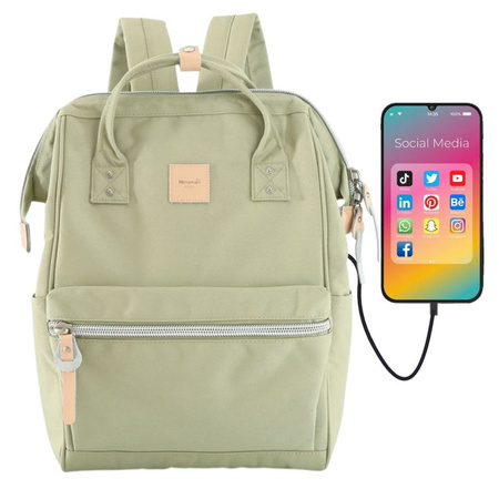 Multifunktionaler Rucksack mit USB-Anschluss in Olivgrün – Himawari