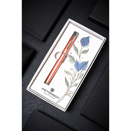 Metallkugelschreiber in Rosa-Silber mit schwarzer Mine – Peterson