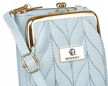 Hellblaue Mini Damen Handtasche mit abnehmbarem Frontpanel – Rovicky