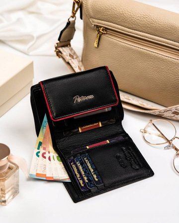 Kleine Damen Geldbörse aus Leder mit Druckknopf und Reißverschluss – Peterson