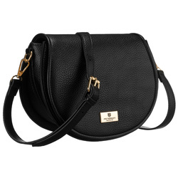 Klassische Damen-Umhängetasche aus Öko-Leder in Schwarz – Peterson