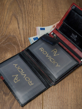 Faltbare vertikale Herren Geldbörse mit RFID aus Echtleder – Rovicky