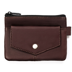 Braunes Leder Schlüsseletui mit Reißverschlusstaschen