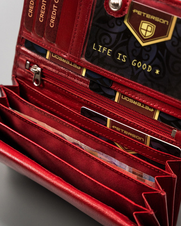 Mehrfarbige Damen Geldbörse aus Leder mit Druckknopf – Peterson