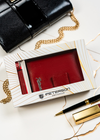 Geschenkset: Damen Geldbörse aus Leder und Schlüsselanhänger – Peterson