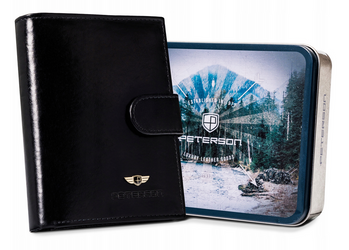 Herren-Geldbörse aus Leder mit Druckknopfverschluss – Peterson