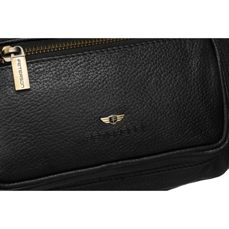 Herren Gürteltasche schwarz aus Leder mit Reißverschluss – Peterson