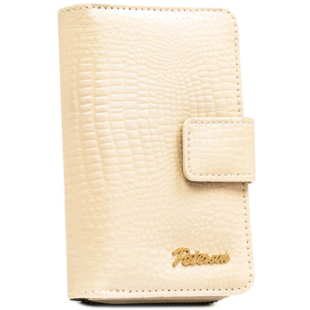 Beige Damen-Geldbörse aus Öko-Leder mit Krokodilhautmuster-Prägung – Peterson