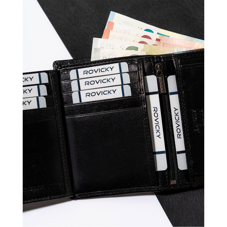 Kompakte Herren Geldbörse für Karten aus Echtleder – Rovicky