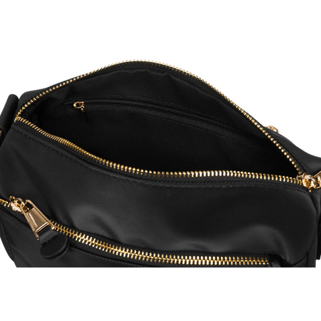 Schwarze Damen Umhängetasche aus Nylon mit Außentasche – Peterson