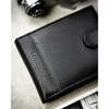 Große Herren-Geldbörse aus Leder in Schwarz mit Druckknopfverschluss – Peterson