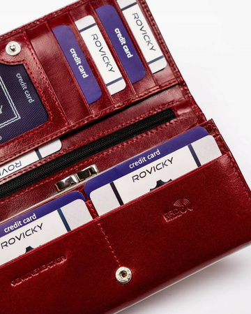 Große Damen Geldbörse aus Leder mit Druckknopf – Rovicky