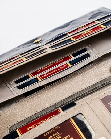 Große Damen Geldbörse aus Leder mit Bügel- und Druckknopfverschluss – Peterson