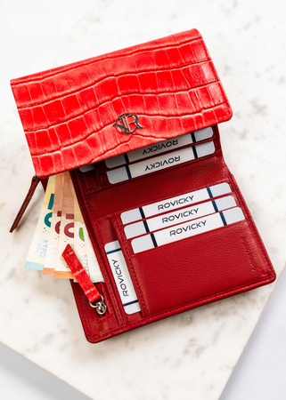 Damen Geldbörse aus echtem Leder mit Druckknopf – Rovicky