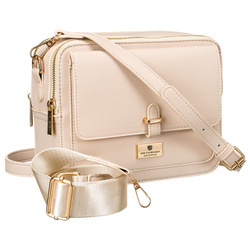 Damen Umhängetasche aus Öko-Leder in Beige mit Magnet- und Reißverschluss – Peterson