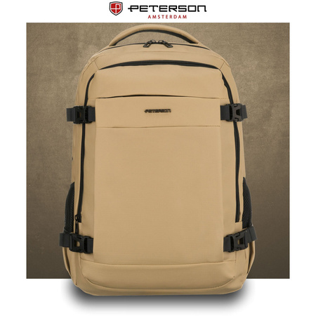 Großer Khaki-Reise-Rucksack mit Laptopfach, zweifach unterteilt – Peterson
