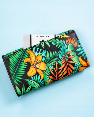 Große Damen Geldbörse aus Leder mit Druckknopf – Rovicky