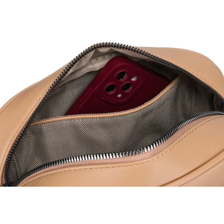 Beige Damen City-Umhängetasche aus Öko-Leder mit zwei Schulterriemen im Crossbody-Stil – Peterson