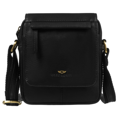 Schwarze Herren-Umhängetasche aus Leder mit Reißverschluss und Magnetverschluss – Peterson