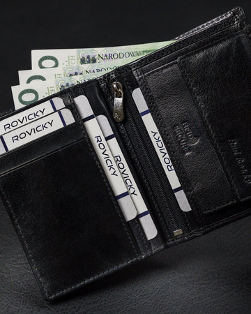 Große vertikale Herren Geldbörse aus glänzendem Echtleder ohne Verschluss – Rovicky