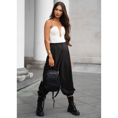 Städtischer Damen-Rucksack aus Nylon und Öko-Leder in Schwarz mit Reißverschluss – Peterson