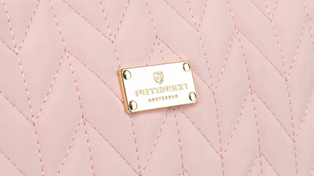 Rosa Damen Kosmetiktasche aus Öko-Leder mit Steppmuster – Peterson