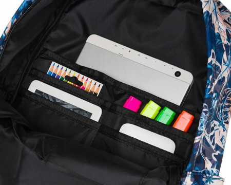 Schulrucksack mit blauen und rosafarbenen Blättern, verstellbare Schultergurte – Peterson