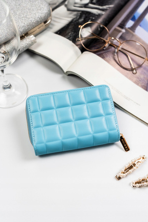 Geräumige Damen Geldbörse in Hellblau mit Druckknopf und Reißverschluss – Rovicky