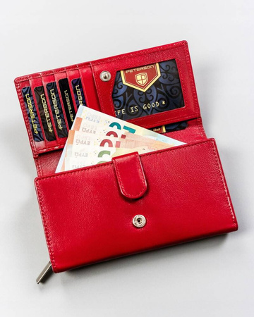 Große und geräumige Damen Geldbörse aus Leder mit Druckknopf – Peterson