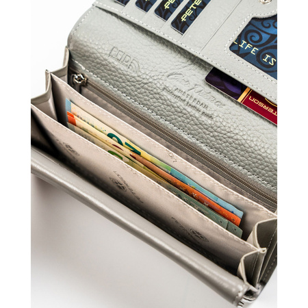 Weiße Damen Geldbörse mit RFID-Schutz und Druckknopf – Peterson