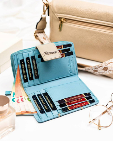 Damen Geldbörse aus Leder mit Druckknopf und Reißverschluss – Peterson