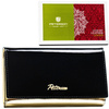 Klassische Damen Geldbörse aus echtem Leder in Schwarz-Gold in Geschenkbox – Peterson