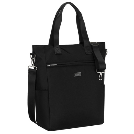 Schwarze, geräumige Damen-Shopper-Tasche mit Henkeln und abnehmbarem Gürtel – Peterson