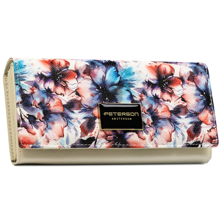 Elegante Damen-Geldbörse mit Blumen aus Natur- und Öko-Leder – Peterson