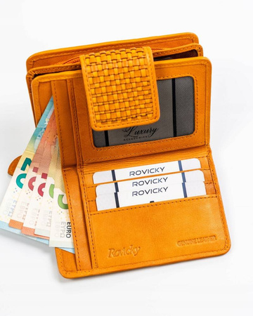 Damen Geldbörse aus Leder mit Druckknopfverschluss – Rovicky
