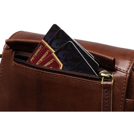 Herren-Umhängetasche aus Leder, braun - Peterson