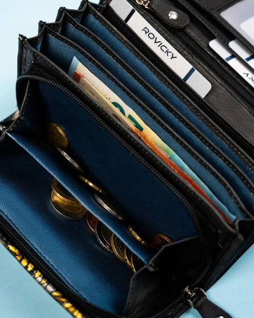 Große Damen Geldbörse aus Leder mit Druckknopf – Rovicky