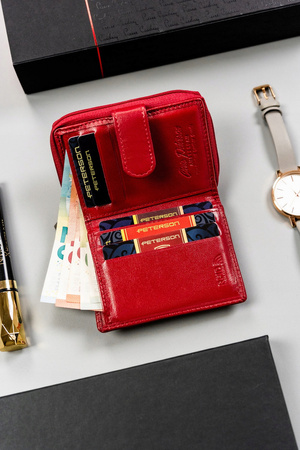 Damen Geldbörse mit Druckknopf und Reißverschluss – Peterson