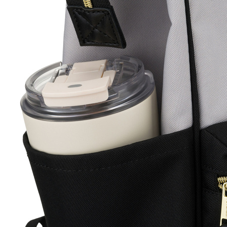 Damen-Rucksack aus Polyester in Grau-Schwarz, ideal als Handgepäck - Peterson