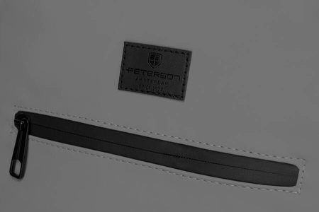 Grauer Sport-Rolltop-Rucksack mit verstärktem Boden und Tragegriff – Peterson