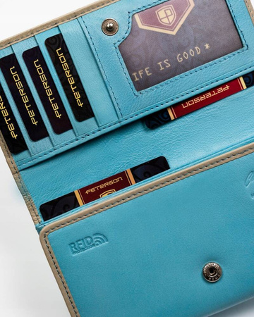 Geräumige Damen Geldbörse aus Leder mit Druckknopf und Reißverschluss – Peterson