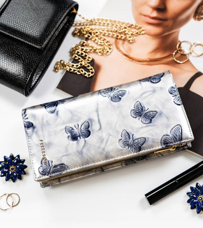 Elegante Damen Geldbörse aus Leder mit Magnet- und Reißverschluss – Peterson