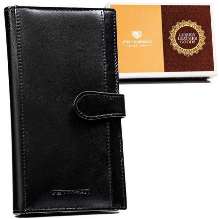 Großer, praktischer Damen Geldbörse mit Druckknopf aus Leder – Peterson