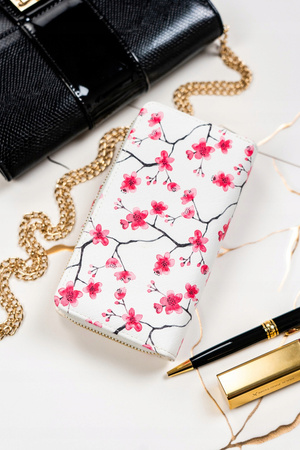 Große vertikale Damen Geldbörse aus Öko-Leder mit Blumenmuster – Peterson