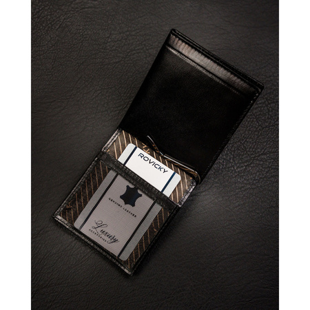 Herren Geldklammer schwarz aus Leder – Rovicky