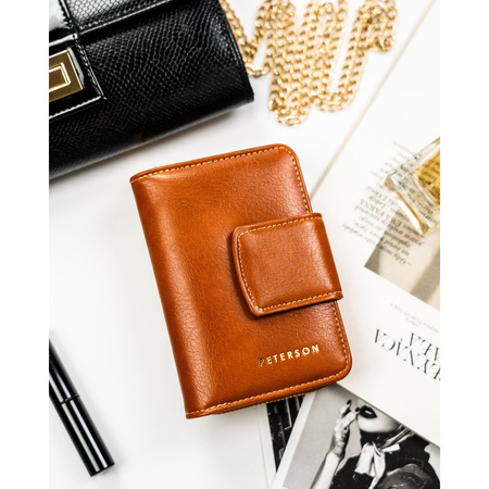 Elegante braune Damen Geldbörse aus Öko-Leder mit RFID-Schutz – Peterson